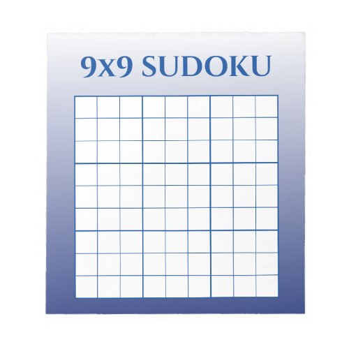 Blue Ombre 9 by 9 Sudoku Template Notepad