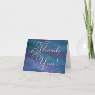 Blue-Ombre Abstract Dark Turquoise Teal Purple Letterpress Thank You Card