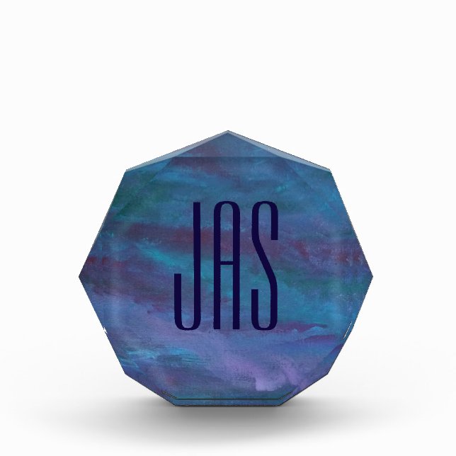 Blue Ombre Abstract | Turquoise Teal Purple Custom Acrylic Award (Front)
