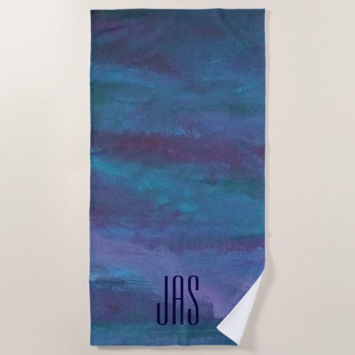 Blue Ombre Abstract  Turquoise Teal Purple Custom Beach Towel