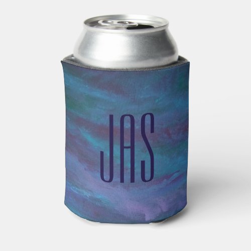Blue Ombre Abstract  Turquoise Teal Purple Custom Can Cooler