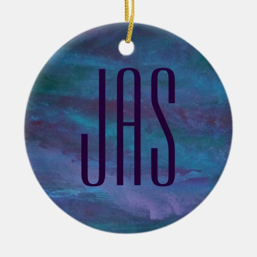 Blue Ombre Abstract  Turquoise Teal Purple Custom Ceramic Ornament