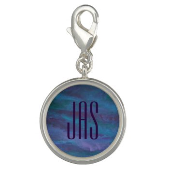 Blue Ombre Abstract | Turquoise Teal Purple Custom Charm by Fharrynland at Zazzle