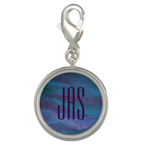 Blue Ombre Abstract  Turquoise Teal Purple Custom Charm