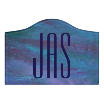 Blue Ombre Abstract | Turquoise Teal Purple Custom Door Sign by Fharrynland at Zazzle