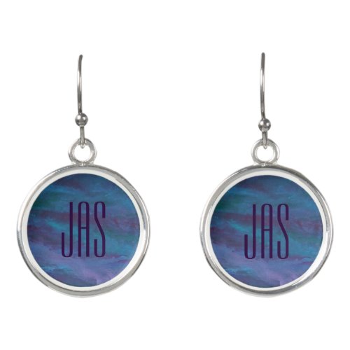 Blue Ombre Abstract  Turquoise Teal Purple Custom Earrings