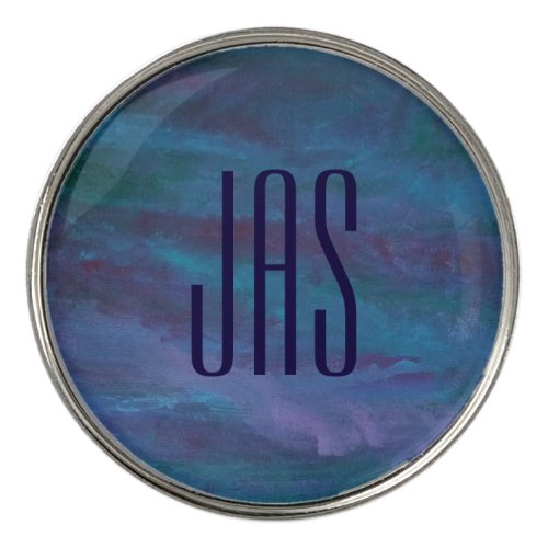 Blue Ombre Abstract  Turquoise Teal Purple Custom Golf Ball Marker