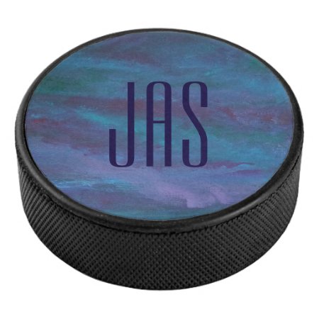 Blue Ombre Abstract | Turquoise Teal Purple Custom Hockey Puck
