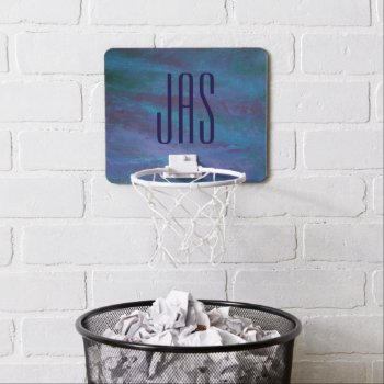 Blue Ombre Abstract | Turquoise Teal Purple Custom Mini Basketball Hoop by Fharrynland at Zazzle