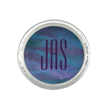 Blue Ombre Abstract | Turquoise Teal Purple Custom Ring by Fharrynland at Zazzle