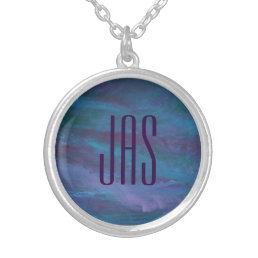 Blue Ombre Abstract | Turquoise Teal Purple Custom Silver Plated Necklace