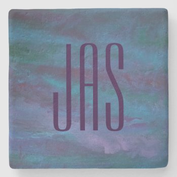 Blue Ombre Abstract | Turquoise Teal Purple Custom Stone Coaster by Fharrynland at Zazzle