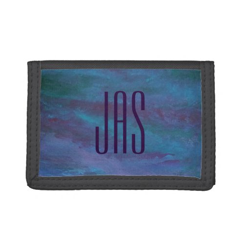 Blue Ombre Abstract  Turquoise Teal Purple Custom Tri_fold Wallet