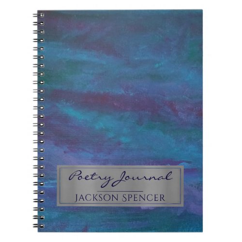 Blue Ombre Abstract  Turquoise Teal Purple Poetry Notebook