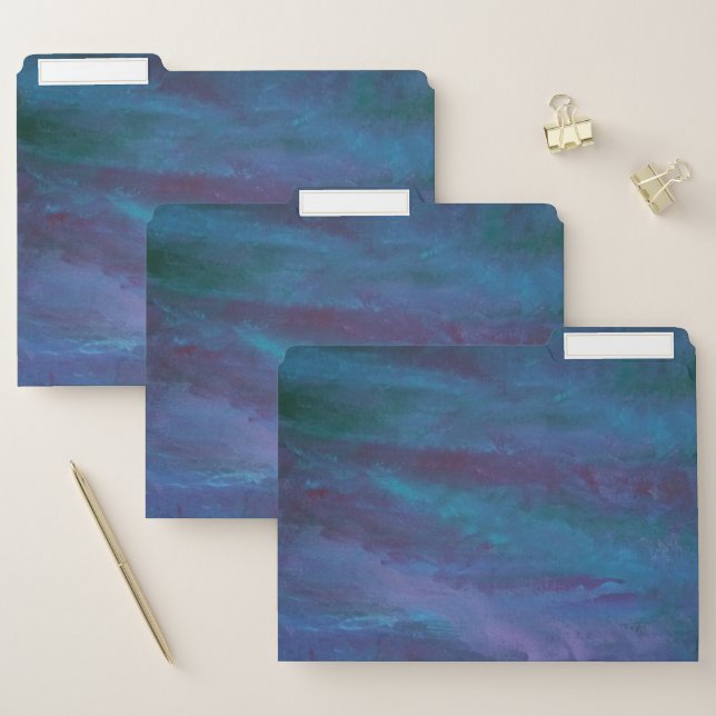 Blue Ombre Abstract | Turquoise Teal Violet Purple File Folder (Set)