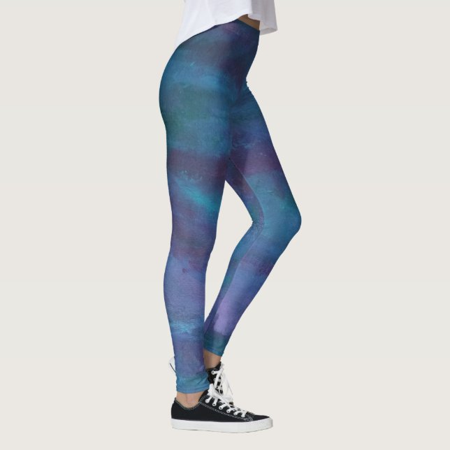 Blue Ombre Abstract | Turquoise Teal Violet Purple Leggings (Right)