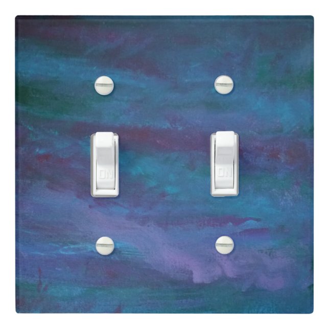 Blue-Ombre Abstract | Turquoise Teal Violet Purple Light Switch Cover (In Situ)