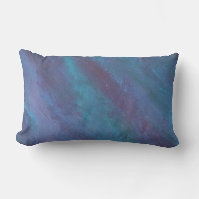 Blue-Ombre Abstract | Turquoise Teal Violet Purple Outdoor Pillow (Front)