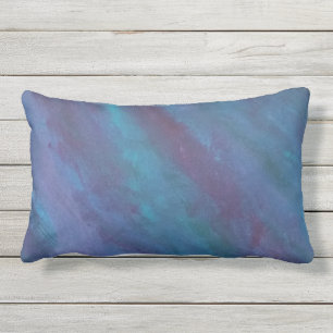 Blue-Ombre Abstract   Turquoise Teal Violet Purple Outdoor Pillow