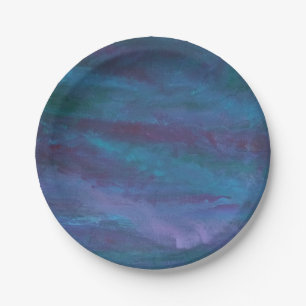Blue Ombre Abstract Turquoise Teal Violet Purple Paper Plates