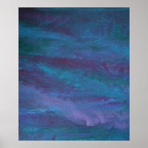Blue Ombre Abstract  Turquoise Teal Violet Purple Poster