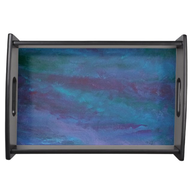Blue-Ombre Abstract | Turquoise Teal Violet Purple Serving Tray (Front)