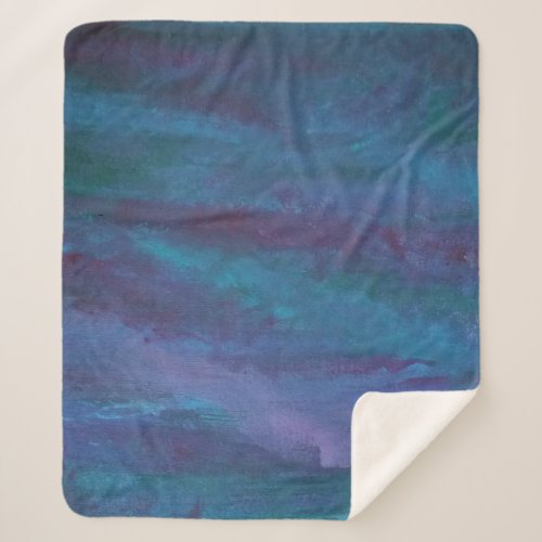 Blue_Ombre Abstract  Turquoise Teal Violet Purple Sherpa Blanket