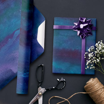 Blue-ombre Abstract | Turquoise Teal Violet Purple Wrapping Paper by Fharrynland at Zazzle