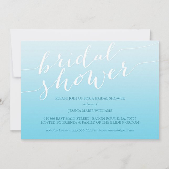 Blue Ombre Bridal Shower Invitation (Front)