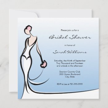 Blue Ombre Bridal Shower Invitations by PMCustomWeddings at Zazzle