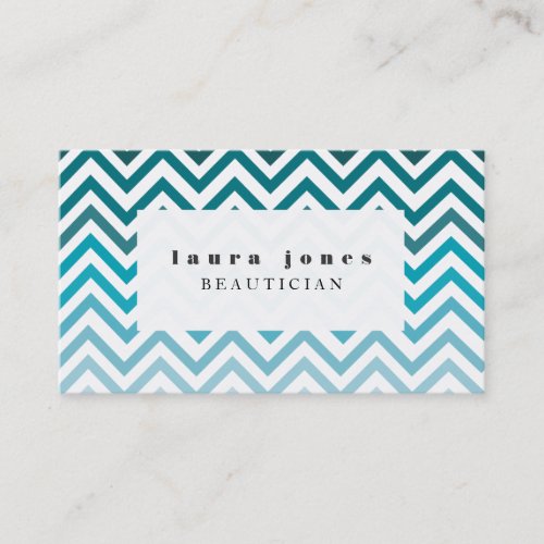 blue Ombre Chevron Beautician Fashion Template Business Cards
