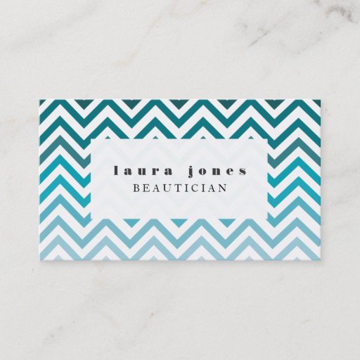 Customizable blue Ombre Chevron Beautician Fashion Template Business Cards