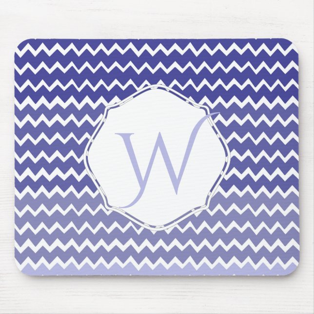 Blue Ombre Chevron Personalized Mouse Pad (Front)