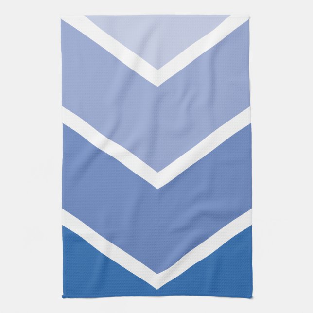 Blue Ombré Chevron Stripes Towel (Vertical)