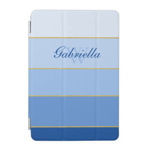 Blue Ombre Color Block Personalized iPad Mini Cover