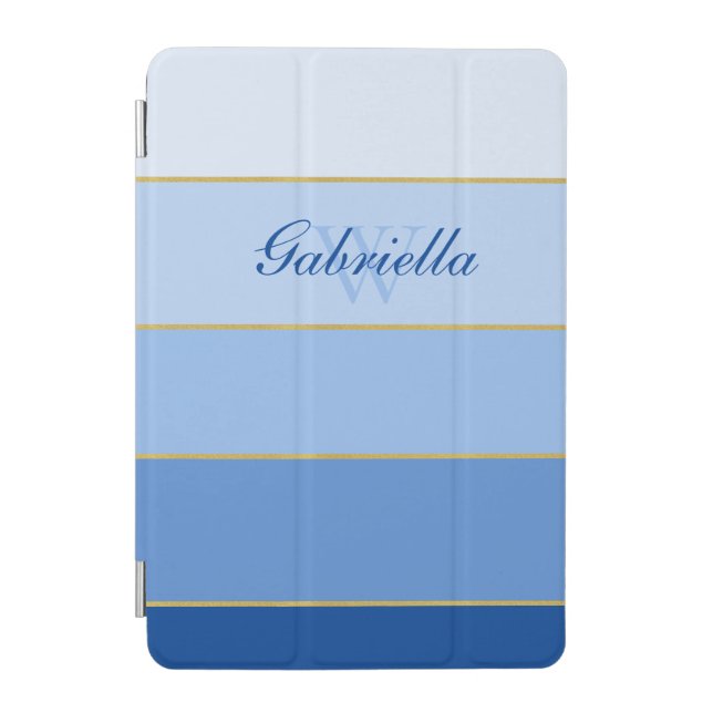 Blue Ombre Color Block Personalized   iPad Mini Cover (Front)