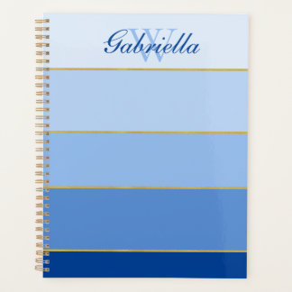 Blue Ombre Color Block Personalized Planner 