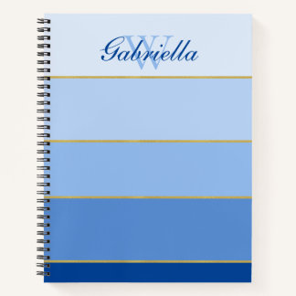 Blue Ombre Color Block Personalized Planner  Notebook
