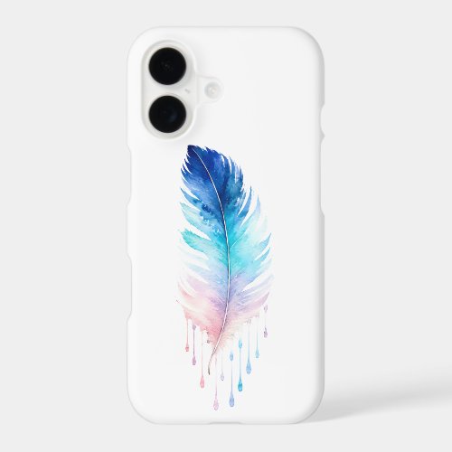 Blue Ombre Feather Watercolor iPhone 17 Case