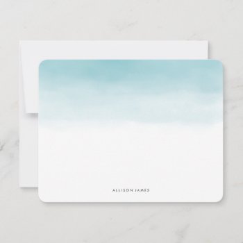 Blue Ombre Flat Note Cards by charmingink at Zazzle