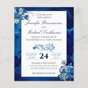 Blue Ombre floral Elegant Wedding budget Flyer