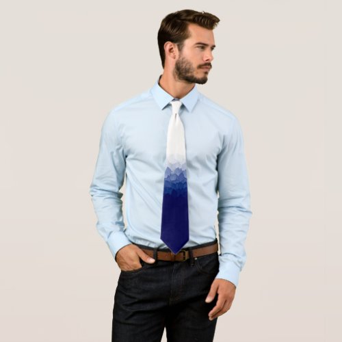 Blue Ombré Geometric Layered Necktie