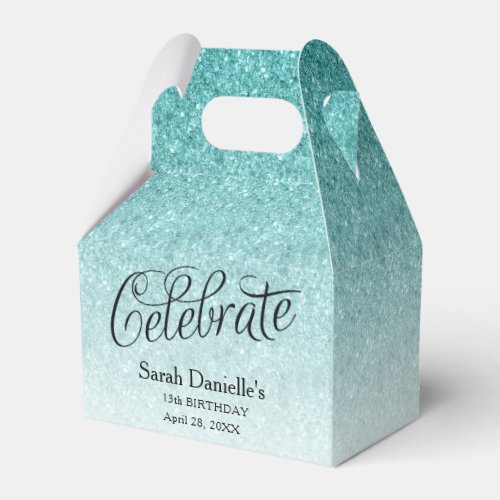 Blue Ombre Glitter Custom Birthday Favor Favor Boxes