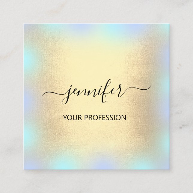 Blue Ombré Gold Ombre  Professional Makeup. Square Business Card (Front)