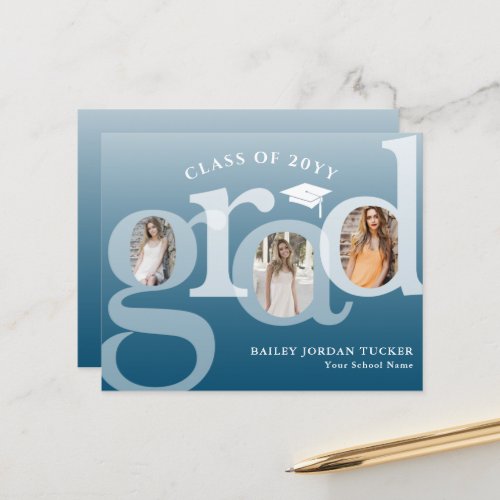 Blue Ombre GRAD Budget Graduation Announcement