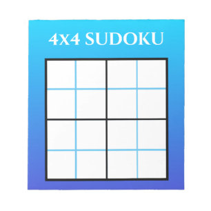 Blue Ombre Gradient 4x4 Sudoku Grid Template Notepad