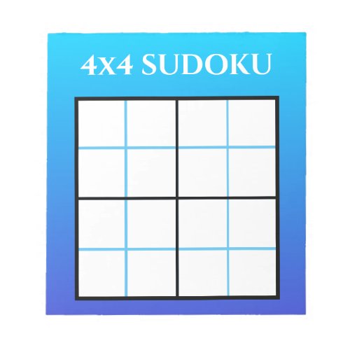 Blue Ombre Gradient 4x4 Sudoku Grid Template Notepad