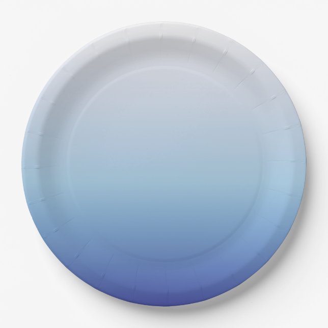 Blue Ombre Gradient Paper Plates (Front)