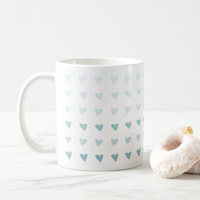 Blue Ombre Heart Valentines Love Mug (With Donut)