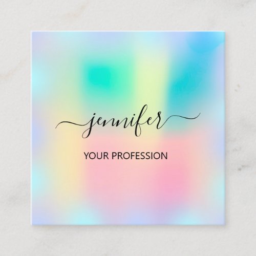 Blue Ombr Holograph Professional Makeup Artist Square Business Card